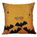 GobekUsa Halloween Pumpkin Ghost Bat Linen Pillow Cover for Sofa Decor
