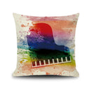 GobekUsa Letter Notes Piano Graphic Print Linen Pillowcase 45x45cm Living Room Decor
