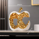 GobekUsa Ceramic Apple Sculpture Desk Decoration - Gold-plated Hollow Out Craft, Room Aesthetic Ornament