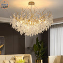 GobekUsa Gold Crystal Chandeliers for Dining Room Branch Hanging Lamp Large Lighting