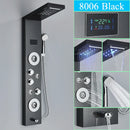 GobekUsa LED Shower Panel Column Faucet with Rainfall Waterfall, Back Jet, Mixer Tap