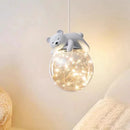 GobekUsa Kids Room LED Chandeliers White Bear Bunny Pendant Light Glass Bedside Lamp