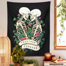 GobekUsa Lover Skeleton Tapestry Wall Hanging With Rose Flower Psychedelic Boho Blanket