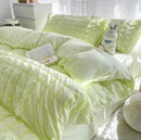 GobekUsa Girls Bubble Gauze Bedding Set, Soft Summer Comforter Cover Kit, Skin-Friendly Easy Sleep