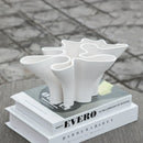 GobekUsa Geometric Fold Ceramic Vase: Abstract Handicraft Sculpture for Home Decoration