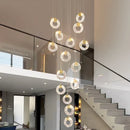 GobekUsa Circular Crystal Led Chandelier Luxury Modern Villa Staircase Living Room Decor Fixtur