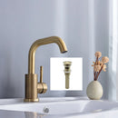 GobekUsa Brushed Gold Basin Faucet Single Handle Deck Mounted Cold Hot Mixer Tap