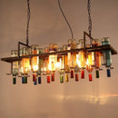 GobekUsa Industrial Metal Wine Bottle Chandelier for Coffee Shop Bar LED Decor