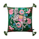 GobekUsa Chinoiserie Zebra & Peonies Cushion Cover with Tassels