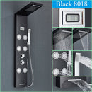 GobekUsa Black Shower Panel Column Wall Mount Rainfall Waterfall Faucet Hot Cold Mixer Tap