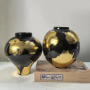"GobekUsa Gold Foil Pattern Ceramic Vase - Handcrafted Flowerpot Terrarium Home Decor"