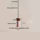 GobekUsa Glass Ball LED Pendant Lamp for Coffee Living Dining Room with Natural Wood and Stone
