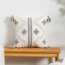 GobekUsa Geometric Tufted Tassel Cushion Cover White Grey Bohemian Decor Pillow Cover