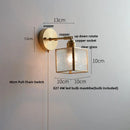 GobekUsa Japanese Style LED Wall Light Clear Glass Pull Chain Switch Bedside Lamp