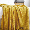 GobekUsa Geometric Knit Sofa Blanket with Tassel - Dust-Proof Bedspread and Leisure Throw
