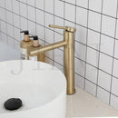 GobekUsa Gold Plated & Chrome Basin Faucet with Long Spout, Single Handle Mixer