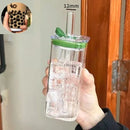 GobekUsa Heat Resistant Glass Cup with Lid and Straw for Coffee, Milk, Tea, Juice