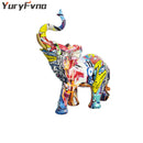 GobekUsa Elephant Sculpture: Nordic Painting Graffiti Resin Art Figurine & Home Decor Craft