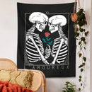 GobekUsa Kissing Lovers Tarot Tapestry: Skeleton & Rose Hippie Room Decor