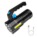 GobekUsa LED Flashlight: High-light with 4 Lamp Beads, COB Floodlight, USB Rechargeable Outdoor Torch