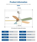 GobekUsa Kids Ceiling Fan with Light and Remote Control, 3-Speed, 5-Blade Helicopter Design