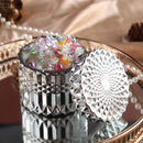 GobekUsa Gilded Glass Storage Jar with Lid for Candy, Jewelry, and Cosmetics