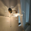 GobekUsa Glass Shade LED Wall Light with Pull Chain Switch - Plug-In Bedroom Lamp