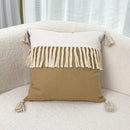GobekUsa Boho Linen Cotton Pillow Cover with Tassels - Beige Square/Rectangular 45x45cm/30x50cm