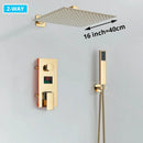 GobekUsa Gold Digital Display Shower Set with Rainfall Head - Waterfall Bath Shower System