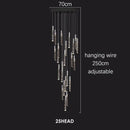 GobekUsa Crystal Chrome LED Chandelier: Luxury Duplex Stair Loft Pendant Light for Living Room