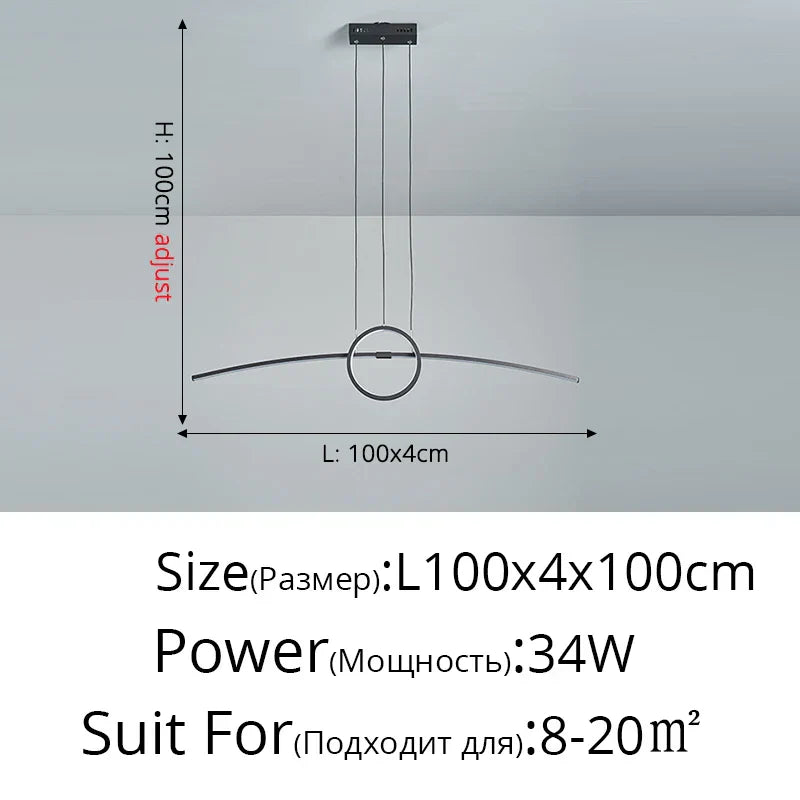 GobekUsa LED Ceiling Chandelier: Modern Minimalist Kitchen Dining Table Lighting, photo 12 of 12