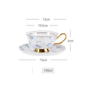 GobekUsa Gold Flowers Pattern Ceramic Cup & Saucer Set for Elegant Dining Experience