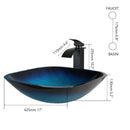 GobekUsa Gradient Blue Glass Basin Faucet Set with Waterfall Mixer Taps
