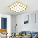 GobekUsa Japanese Wooden Square LED Ceiling Lights for Modern Living Room and Kitchen
