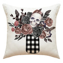 GobekUsa Halloween Pillowcase Set - Festive Sofa Cushion Covers with Pumpkin Cat Witch Hat Print.