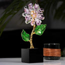 GobekUsa Crystal Sunflower Metal Sculpture Home Decor Figurine Glass Handicraft