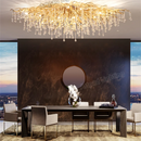 GobekUsa Crystal Teardrop Gold Ceiling Chandelier for Elegant Living Room Bedroom Dining Kitchen