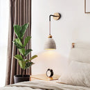 GobekUsa Japanese Style LED Wall Light Cement Bedside Lamp with Pull Chain Switch