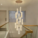 GobekUsa Crystal LED Chandelier: Modern Luxury Long Lighting Fixtures for Living Room Staircase