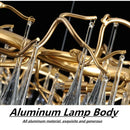 GobekUsa Elegant Gold Metal Branch Chandelier with Glass Water Drop Crystals