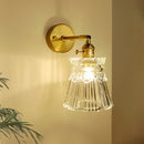 GobekUsa Brass Mirror Wall Sconce with Glass Shade for Bedroom and Living Room
