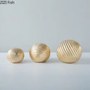 GobekUsa Golden Wave Ball Desk Ornament, Abstract Art Sculpture for Room Aesthetics