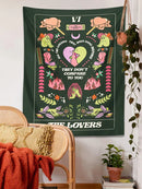GobekUsa Lovers Tapestry: Tarot Card Astrology Snake Moon Psychedelic Wall Hanging