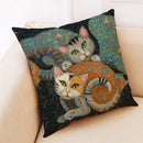 GobekUsa Cat Print Black Short Plush Pillowcase for Modern Living Room Décor