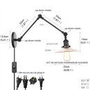 GobekUsa Industrial Loft Swing Arm Wall Sconce Clear Glass Pull Chain Switch Bedside Lamp
