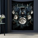 GobekUsa Condor Moon Universe Tapestry - Dark Starry Psychedelic Hippie Wall Hanging