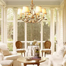 GobekUsa Gold Copper Chandelier with Fabric Shades & LED Lighting