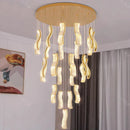 GobekUsa Crystal Chandelier Stair Pendant: Modern Living Room Interior Lighting