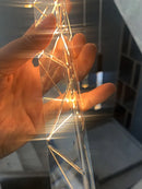 GobekUsa Crystal Chrome LED Chandelier: Elegant Duplex Stair Lighting for Modern Interiors