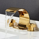 GobekUsa Gold Double Handle Basin Faucet - Three Hole Bathroom Sink Mixer